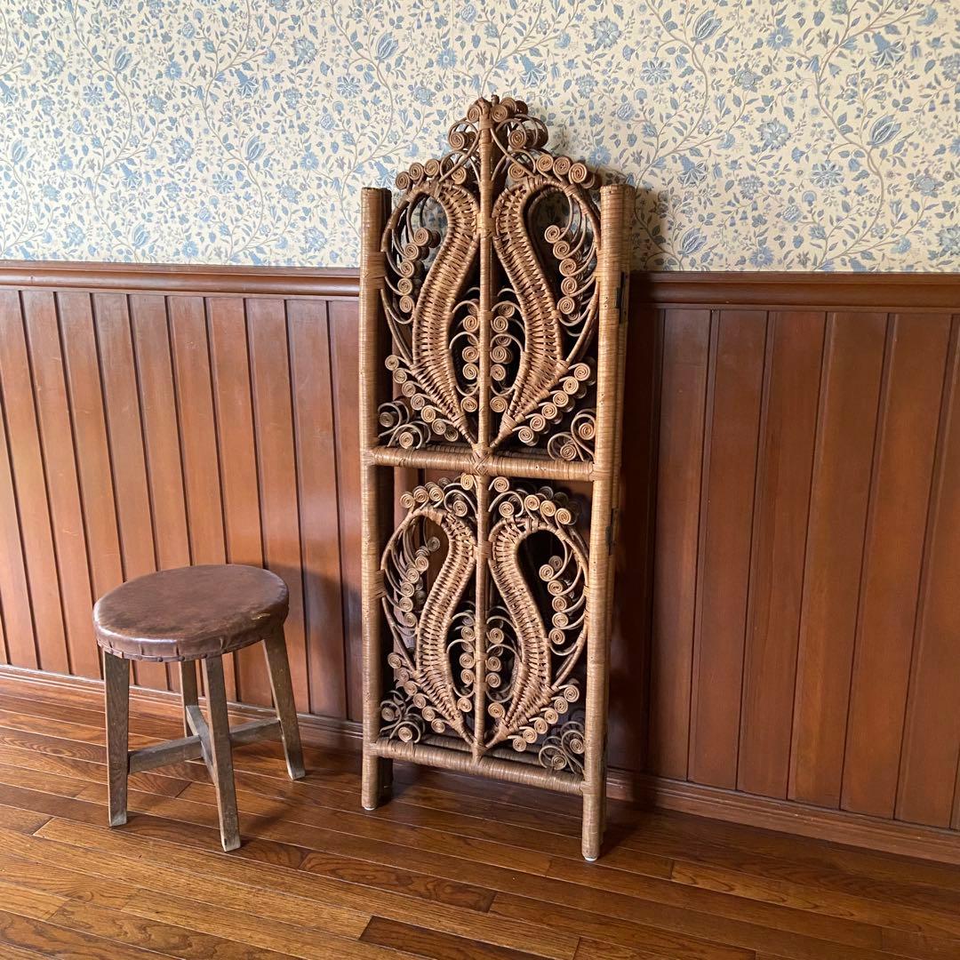 オールドラタン　パーテーション　インテリア　間仕切　美品