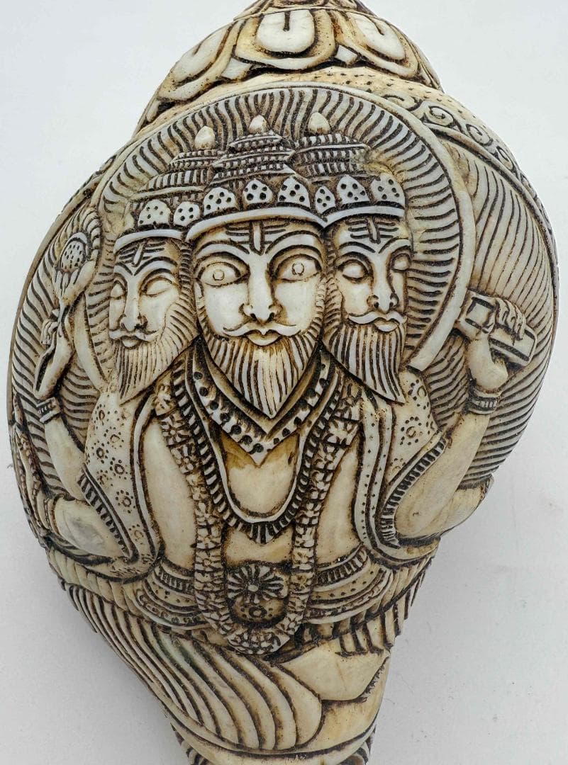 ◆チベット密教法具　法螺貝（シャンカ）ブラフマー（梵天）