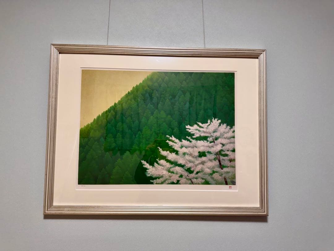 東山魁夷 春静 真作 オリジナル リトグラフ 12号 大作 絵画 額装