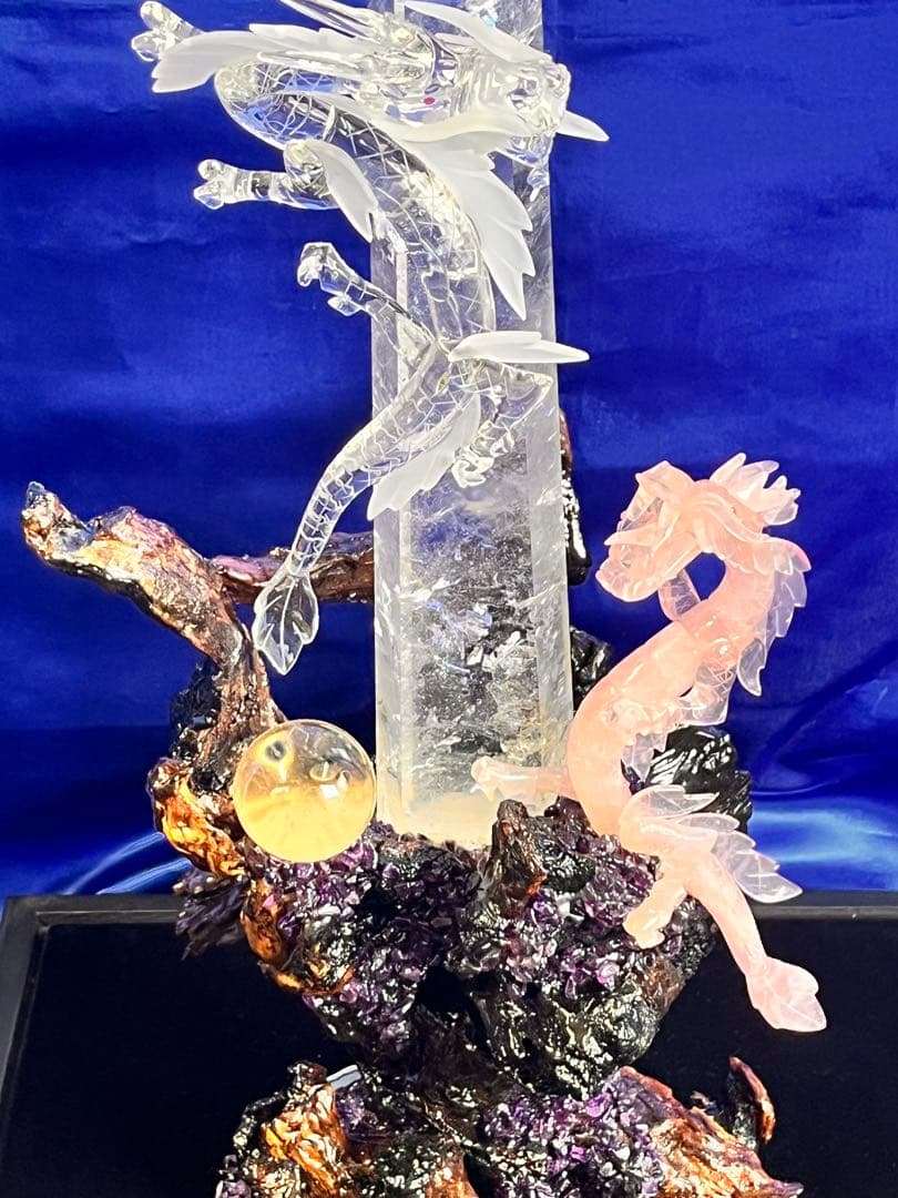 日本伝統工芸正会員　一級宝石研磨士　天を翔け福を掴む　天翔龍　置物　※訳あり※