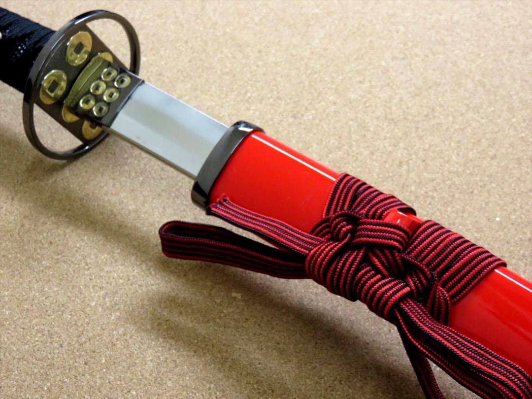 関の美術刀剣 真田幸村 真田家宝刀 六文銭散らし 朱呂鞘 大刀 模造刀 模擬刀