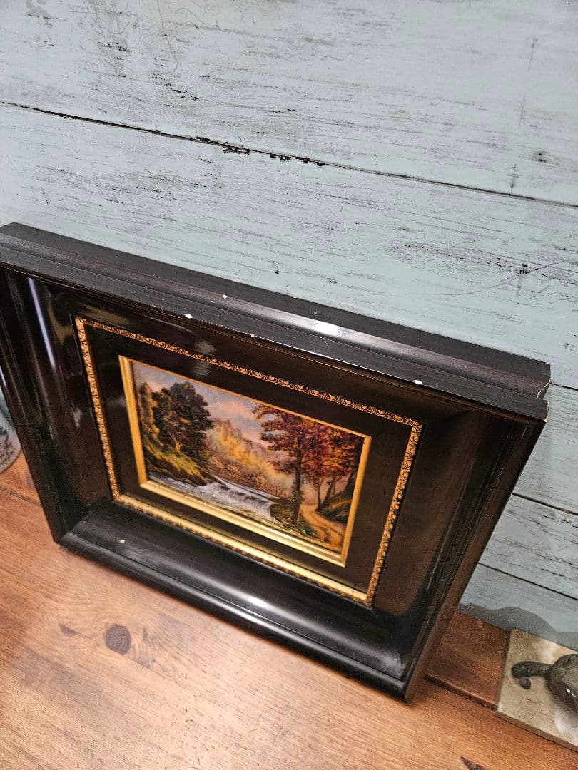 フランスアンティーク リモージュ エナメル絵画 陶器画 額装 P.Bonnet作