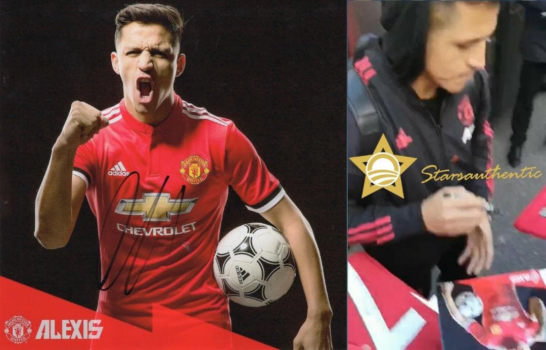 直筆サイン入り写真 アレクシスサンチェス マンチェスターFC SA鑑定済