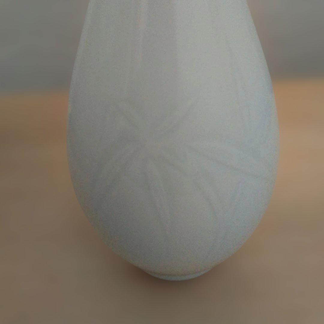 人間国宝　井上萬ニ　白磁　笹彫文　24.5cm　花瓶