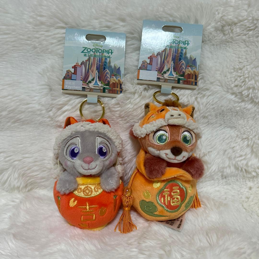 上海ディズニー　旧正月　ズートピア　ぬいぐるみキーチェーン　ジュディ　ニック