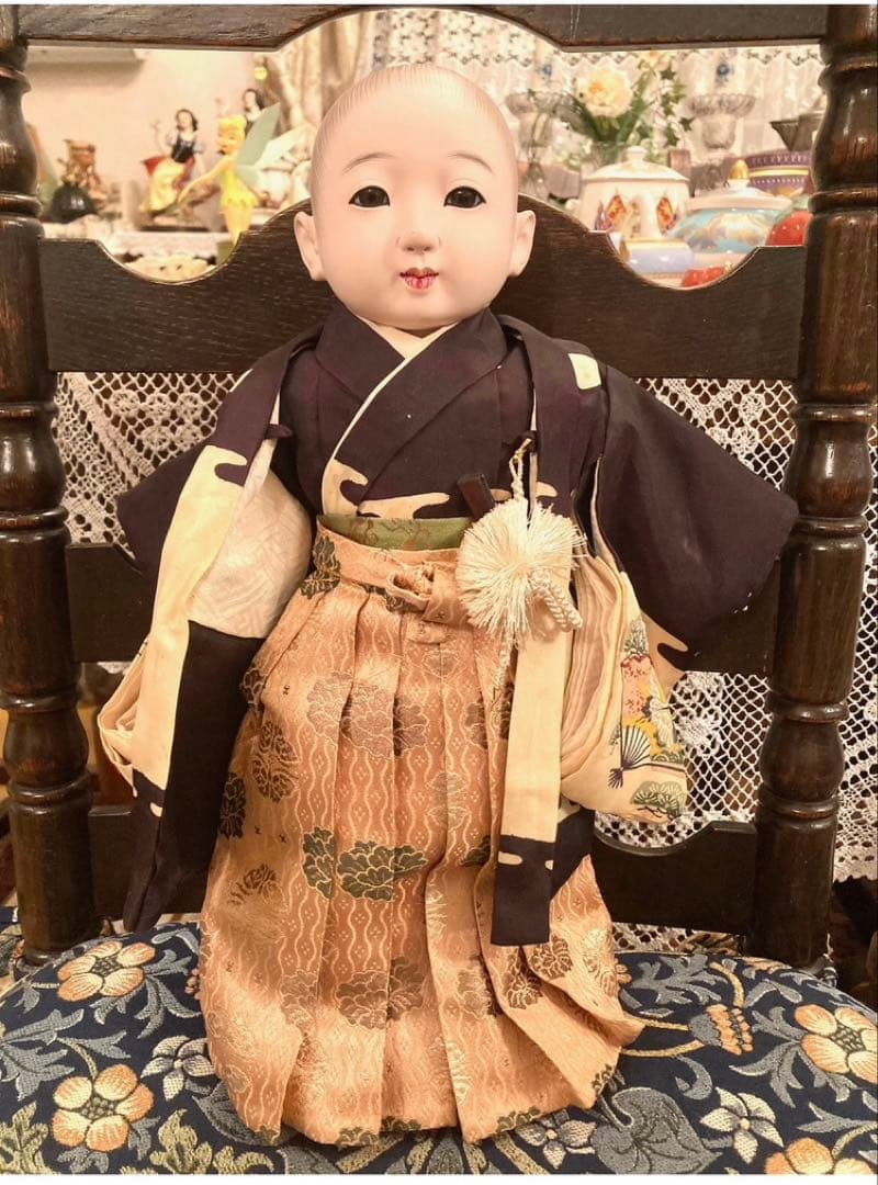 美品　アンティーク　市松人形　男の子　年代もの　昭和初期　お着物　ビンテージ