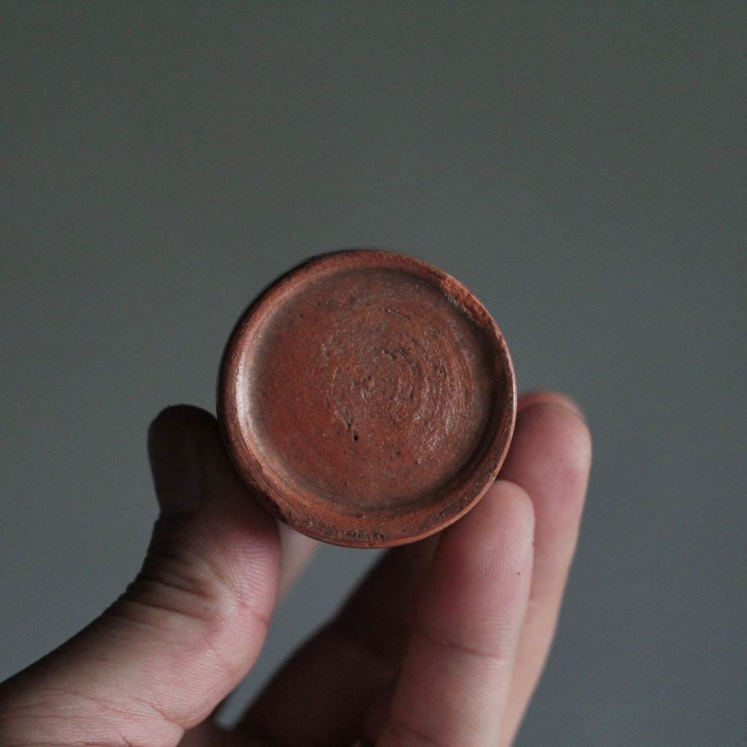 京焼 赤楽 筒盃 ぐい呑み 酒器 竹 筒向付 古美術 古道具 アンティーク