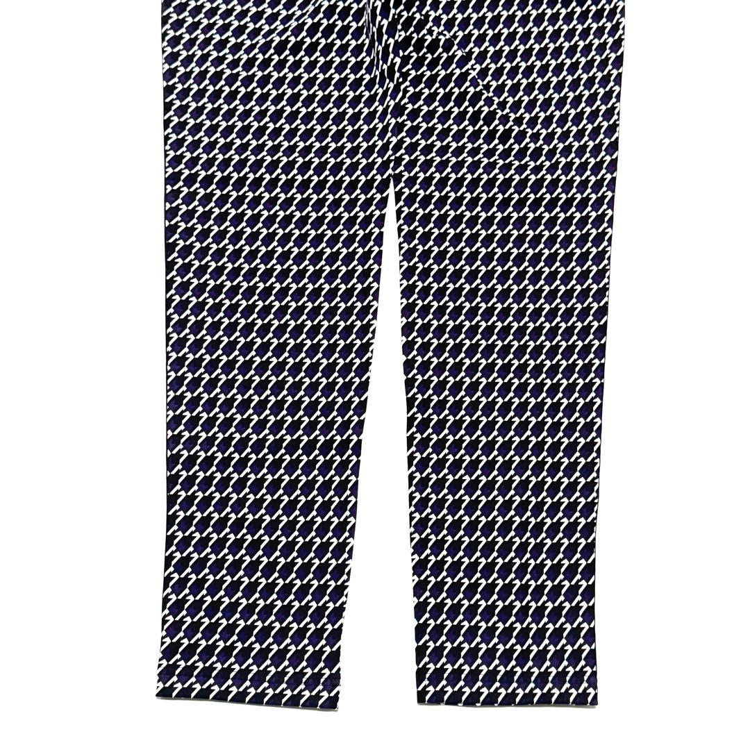 極美品 ジャックバニー 幾何学柄 パープル系 ゴルフパンツ 6サイズ