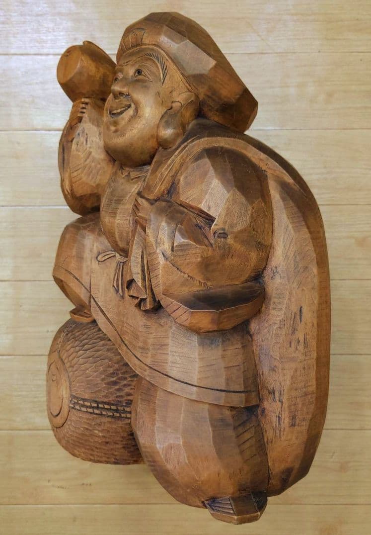 新春特価◆大黒様木彫大黒天像◆製作者在銘刻印有り◆高さ約41cm重量約7.5kg