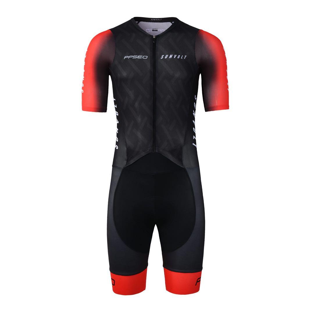 SUNVOLT サイクルジャージ M ブラック/レッド 半袖