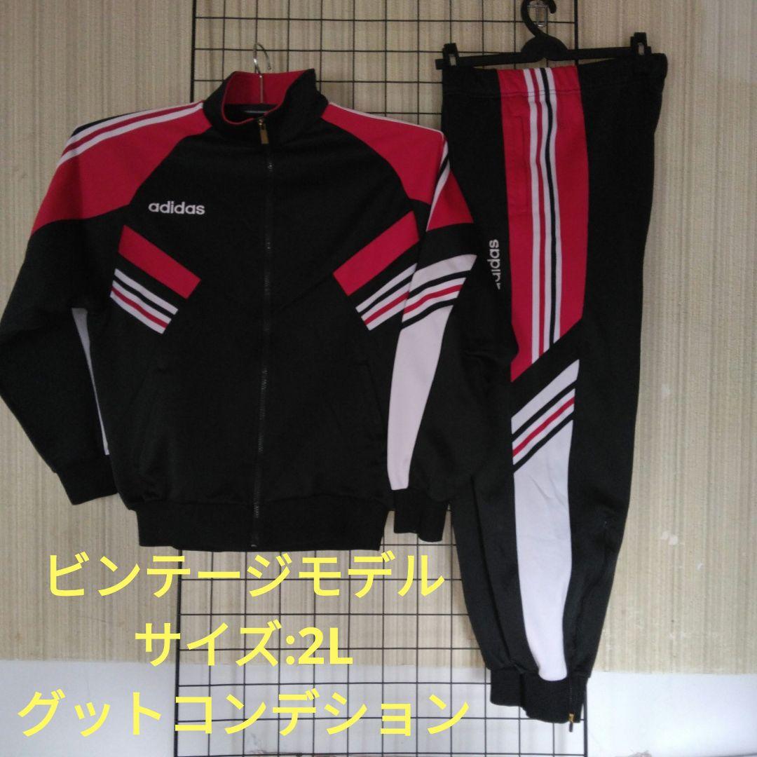 adidas ビンテージモデル ジャージ :2L BK/RED/WHT