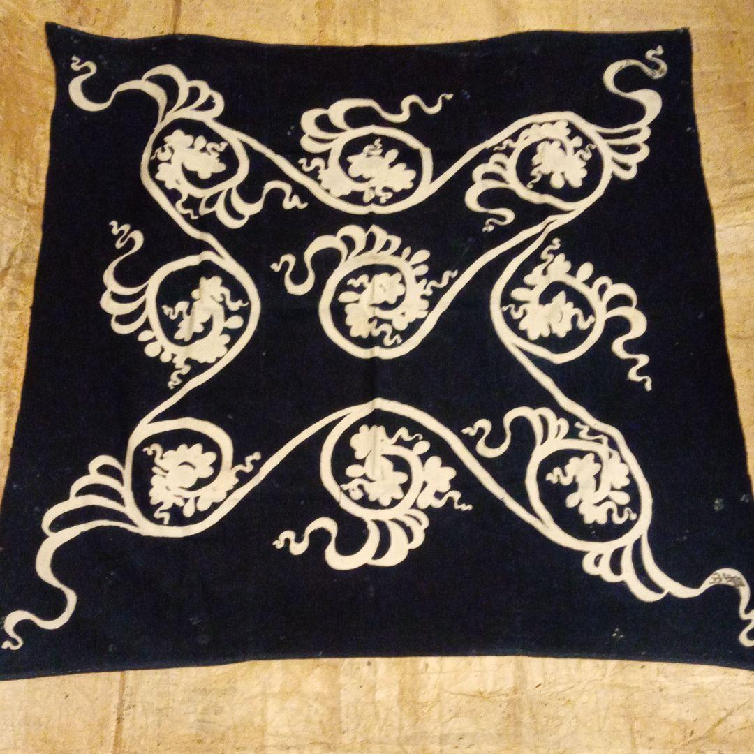 風呂敷　古布　骨董　筒描き　唐草　藍染　藍