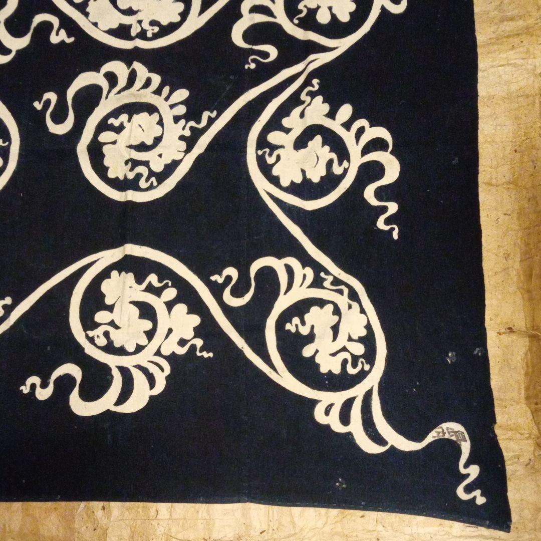 風呂敷　古布　骨董　筒描き　唐草　藍染　藍