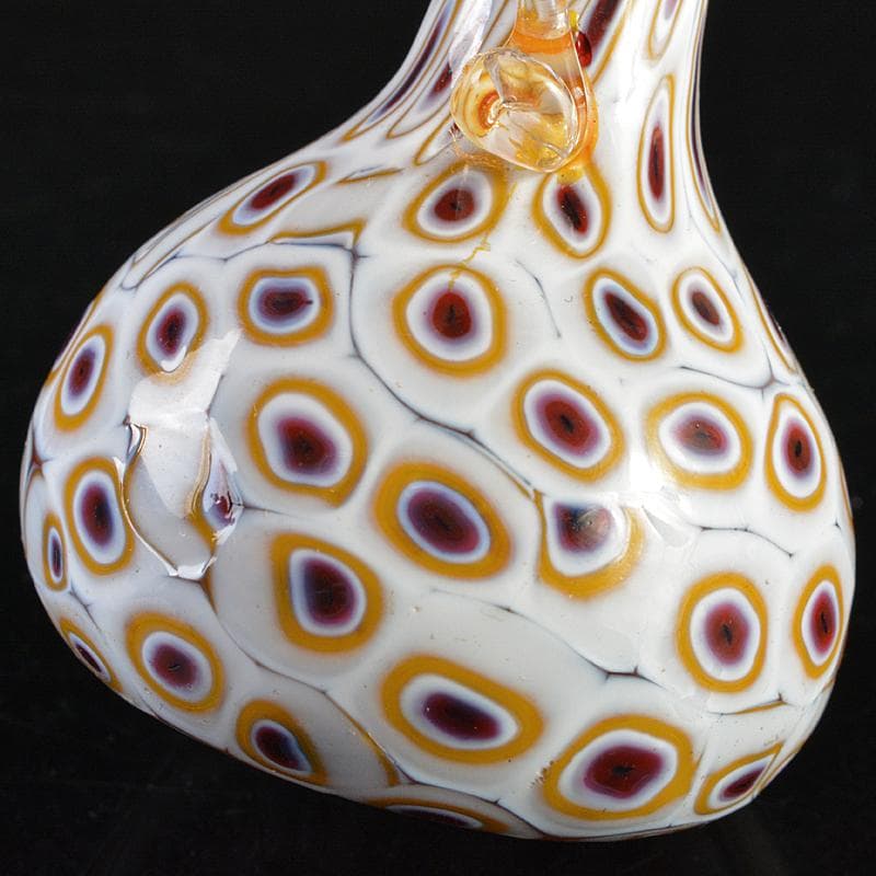 アンティーク　工芸ガラス　双耳小瓶　一輪挿　花瓶　V　R5850