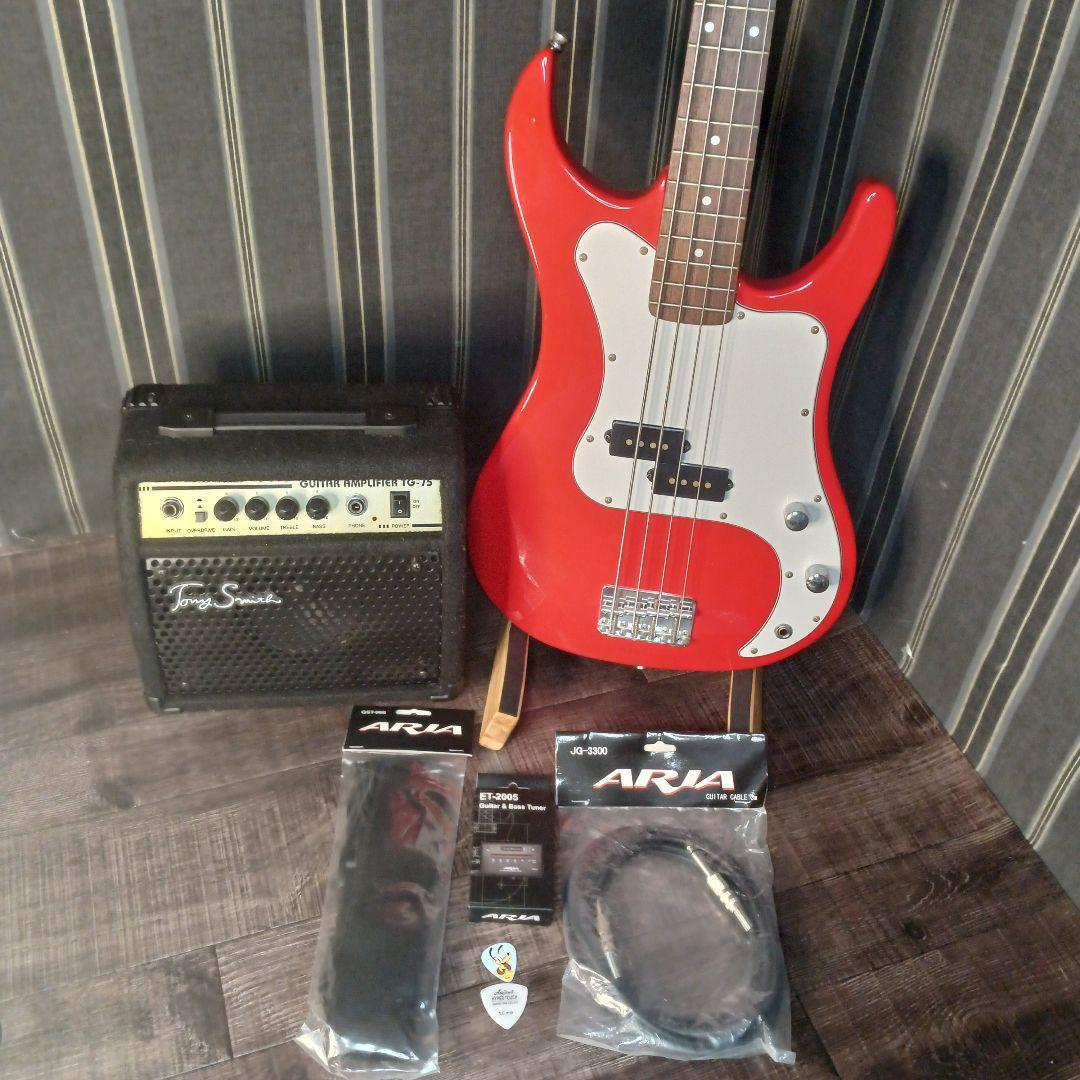 PLAYTECH プレイテック 赤 エレキベース アンプ 初心者一式セット