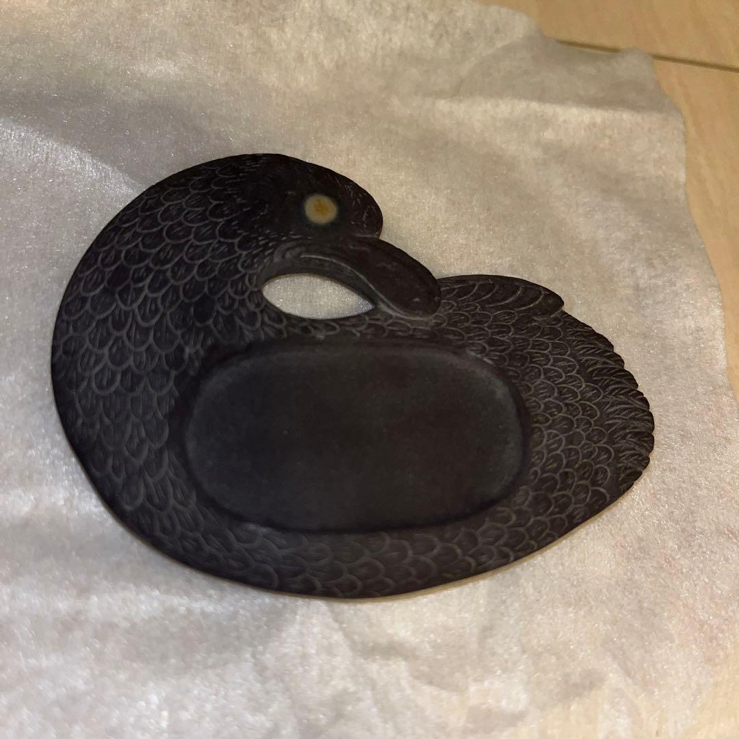 珍品　石眼　石硯　ミニ硯　鳩　２対　レア　時代物　唯一無二