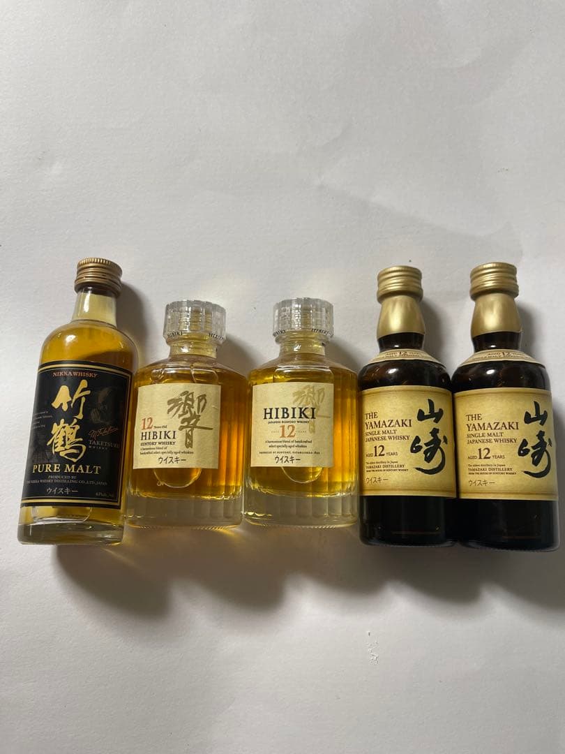 ウイスキー　響12年 & 山崎 12年 竹鶴　5本セット ミニボトル