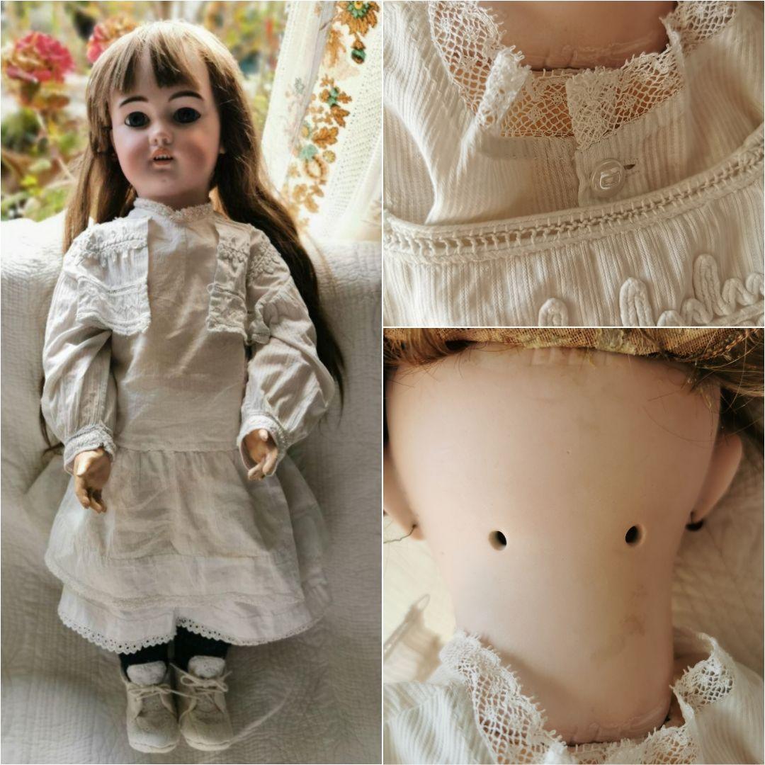 アンティークドイツ シモン＆ハルビック 美少女ビスクドール コットンドレスボレロ