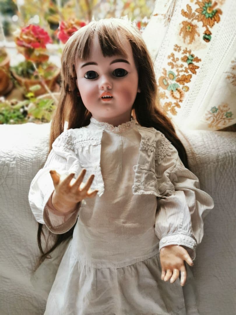 アンティークドイツ シモン＆ハルビック 美少女ビスクドール コットンドレスボレロ