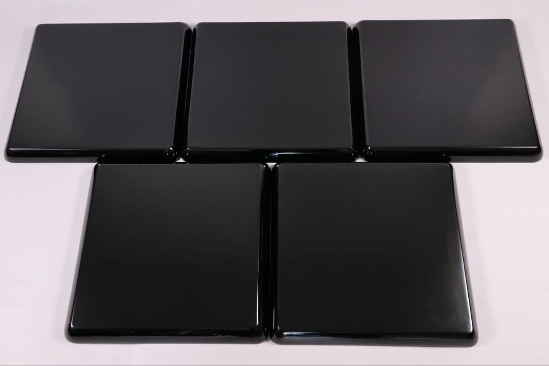 【MB204】天然木漆塗 花鳥絵替金蒔絵 黒塗卓上膳十客 四方膳 36.3cｍ