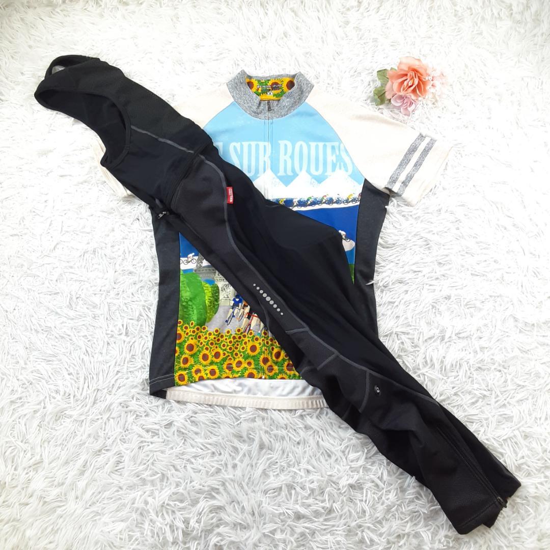 美品◎PEARL IZUMI パールイズミ サイクリングウェア上下セット 向日葵