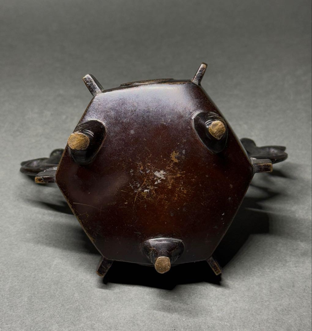 銅製 香炉 獅子蓋 銅炉 銅器 香道具 茶道具 仏具 台付 箱付