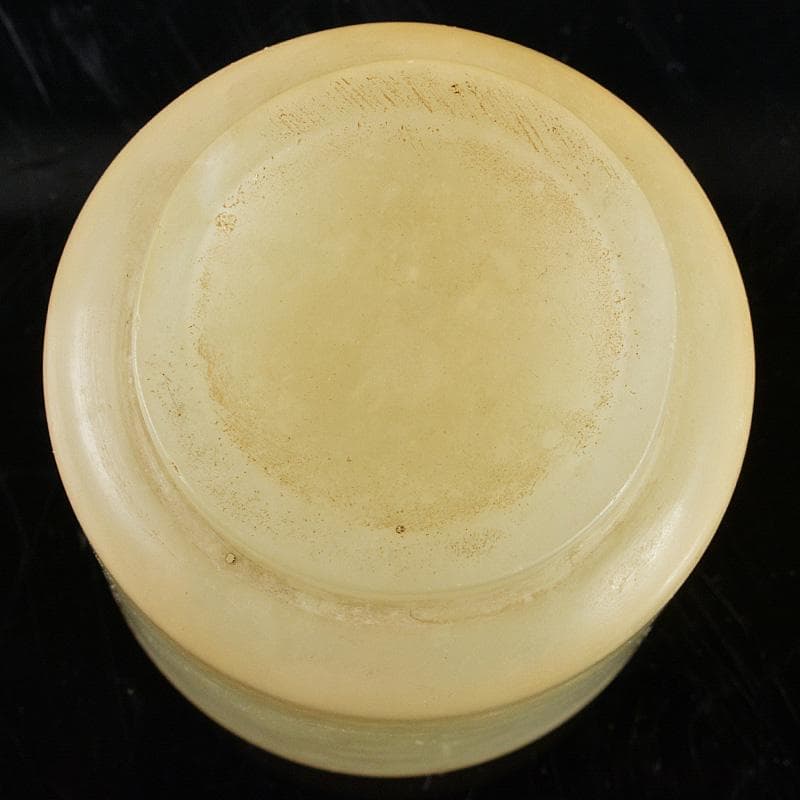 中国　玉石白玉彫刻　煎茶碗　赤珊瑚摘唐木蓋　M　R5351