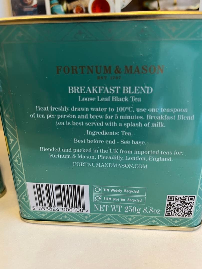フォートナム＆メイソン250ｇ缶「アフタヌーン・ブレンド」＆「ブレックファスト