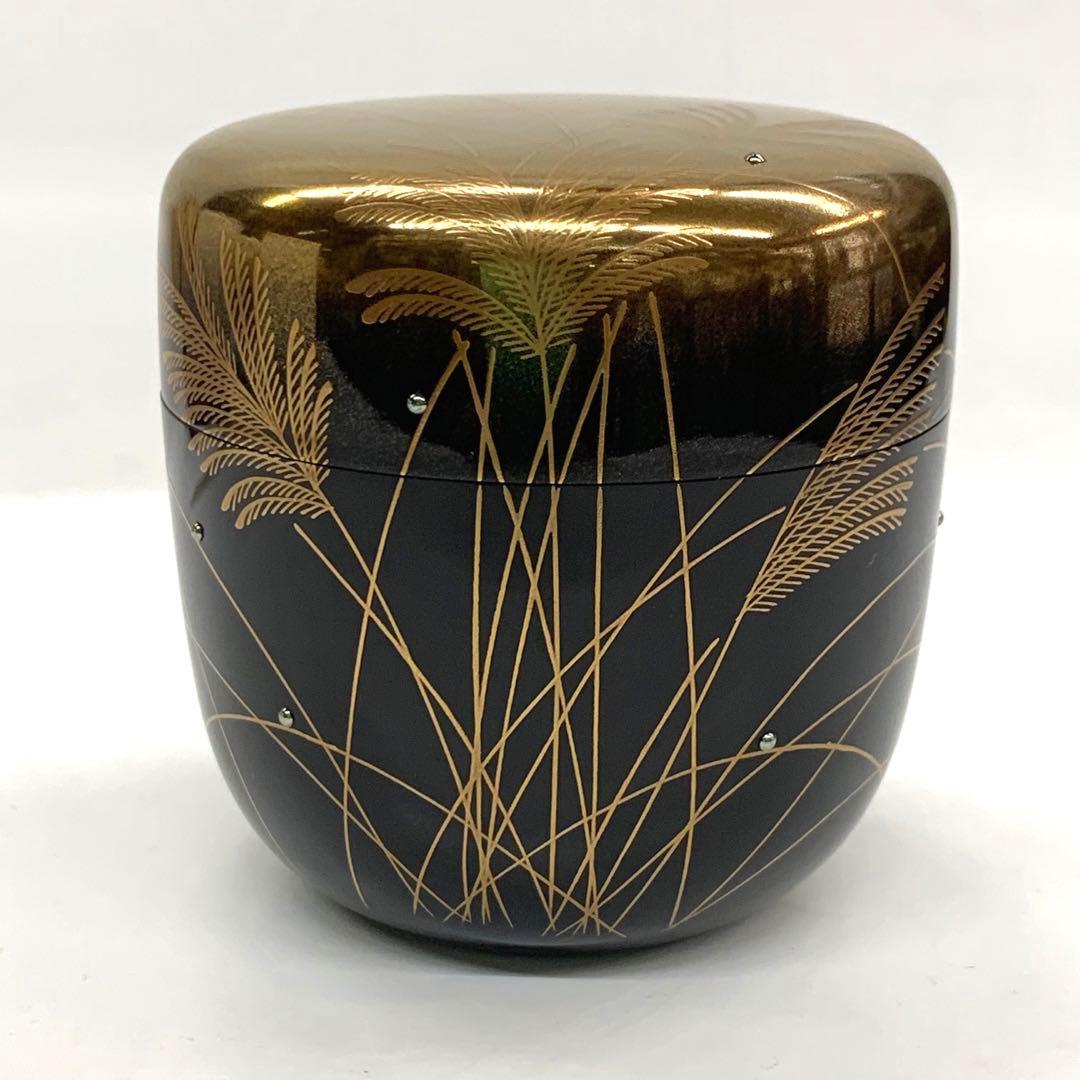 【中棗　金ぼかし　武蔵野　蒔絵】前田清峰　共箱