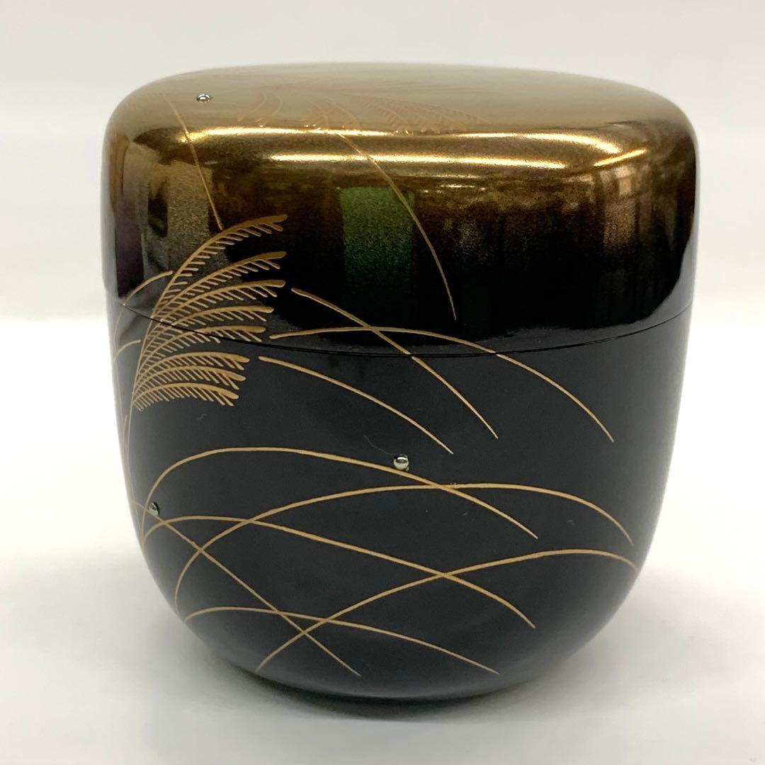 【中棗　金ぼかし　武蔵野　蒔絵】前田清峰　共箱