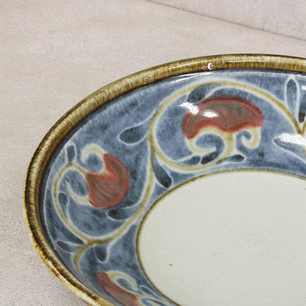 河井久 飾り皿大皿「唐草紋鉢」直径37.5cm 共箱 河井寛次郎・河井武一に師事