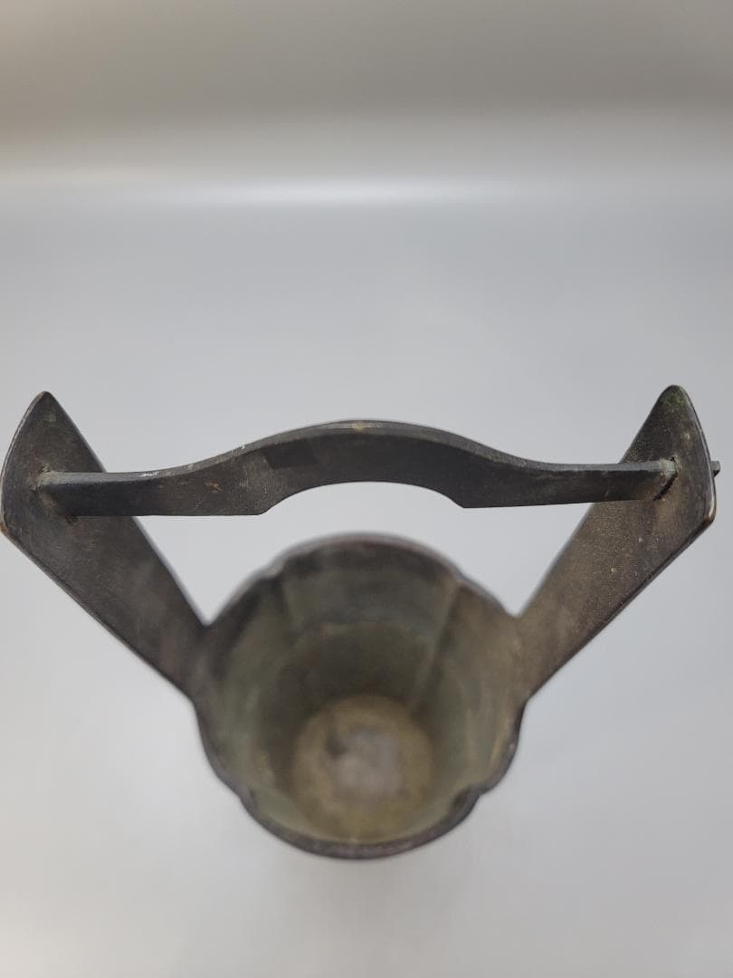 古銅 饕餮紋 手付 桶形 花器 晴眠 骨董品
