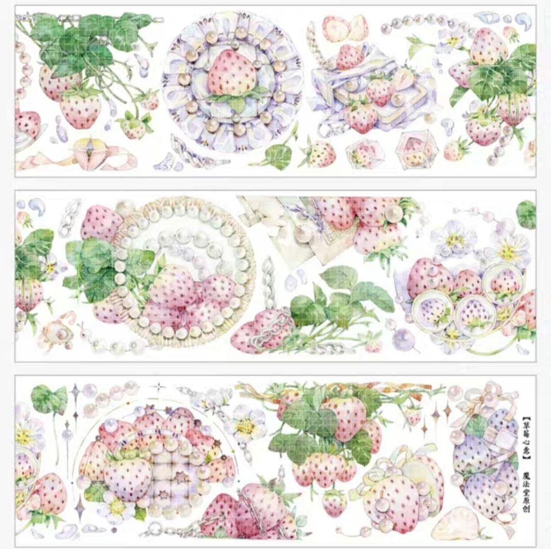 巻売 201★ 海外 マスキングテープ マステ PET 装飾 花 苺 銀ホロ