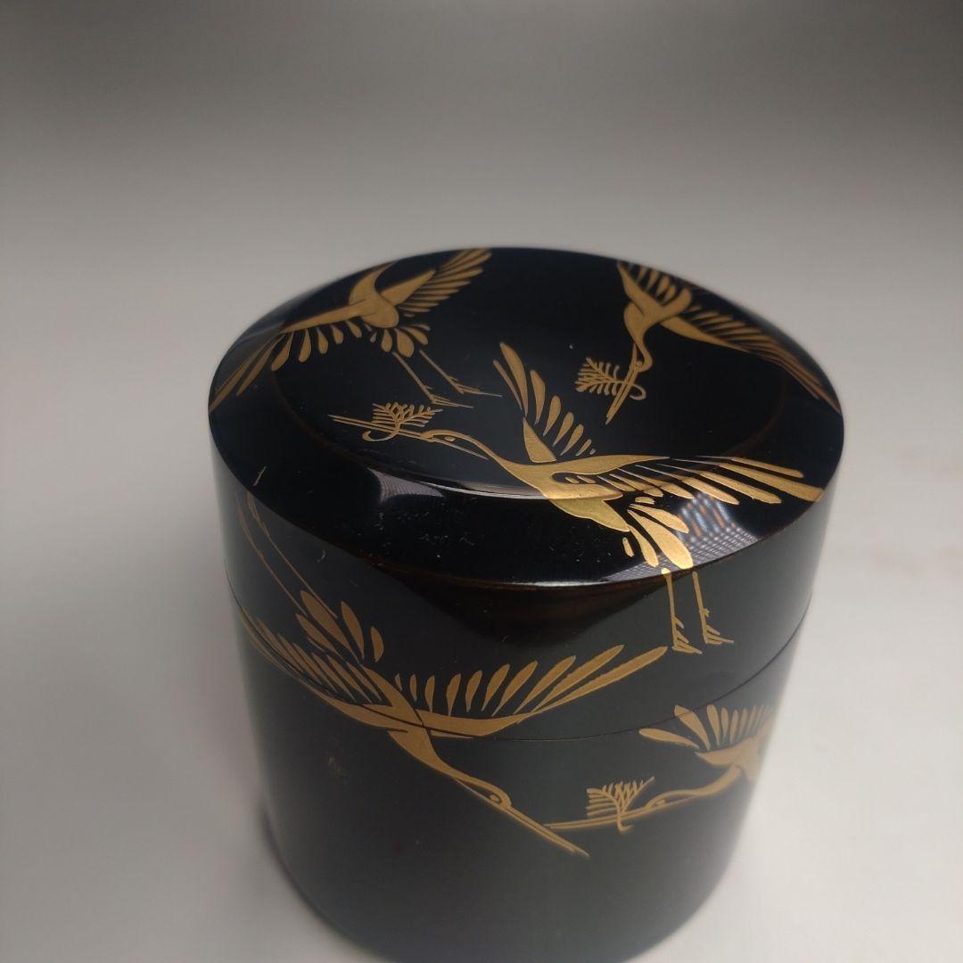 イ164 棗『吉水宗白　極箱　花押』『松喰鶴　雪吹　棗』茶道具