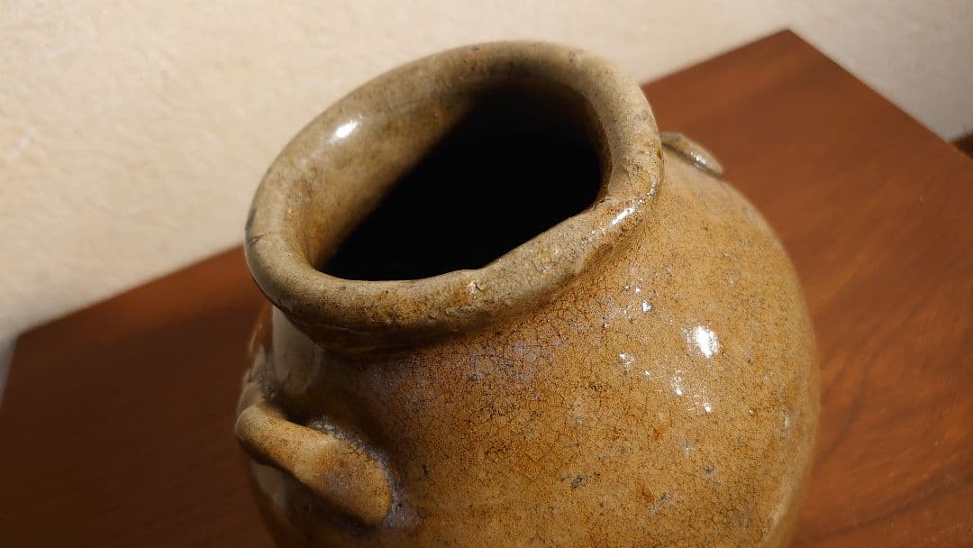 古越前　越前焼　うずくます　うづくまる　お歯黒壺　双耳　江戸期　１客