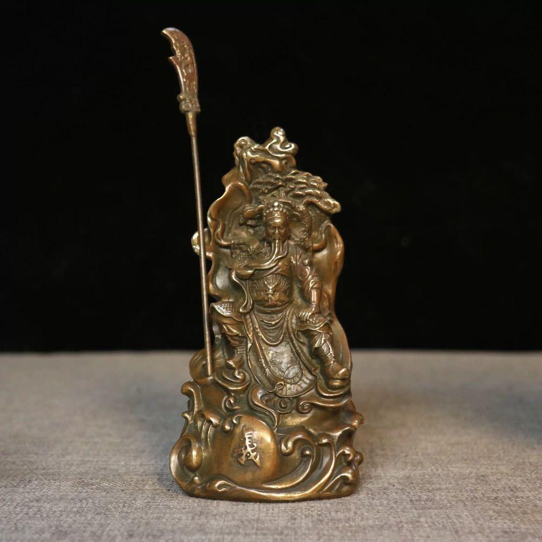 銅器 銅像 武財神 関羽 関二爺仏像 置物 開運 風水 招財 工芸品