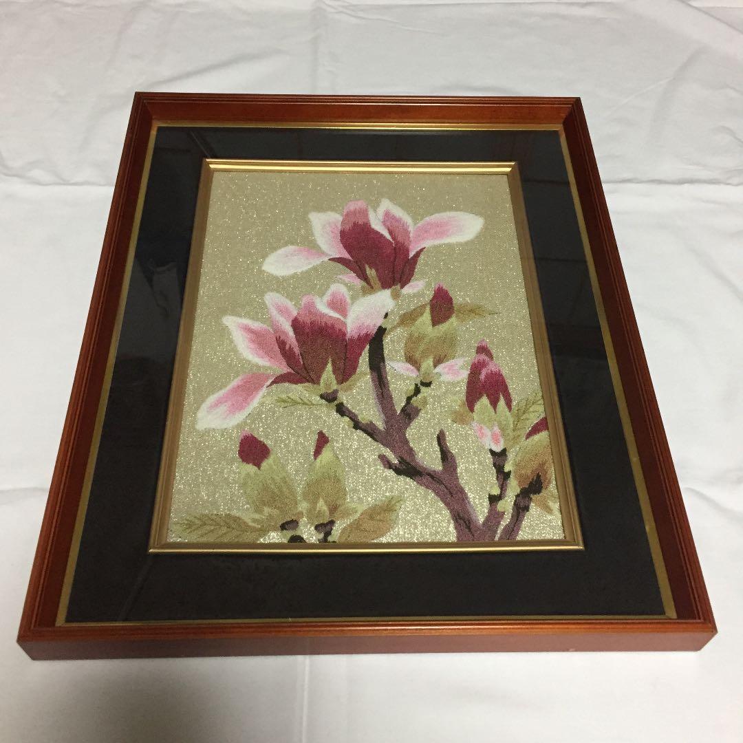 刺繍/絵画/花/絵画インテリア/額縁入