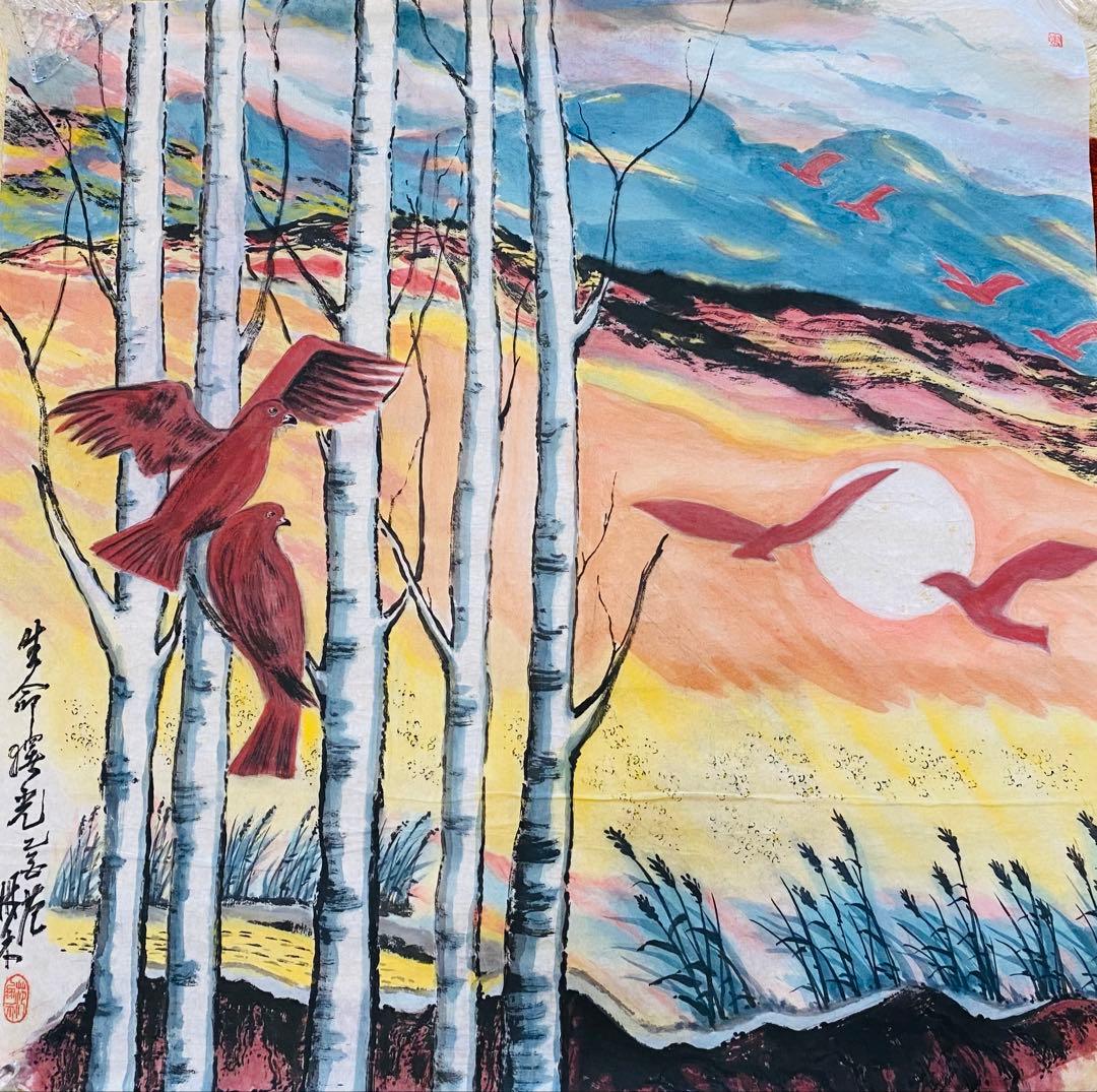 新品　有名な家現代絵画 自然と鳥の水墨画￼