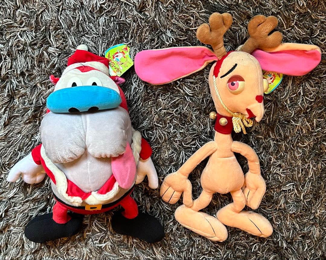 92年製レン&スティンピー ぬいぐるみセット① クリスマスバージョン