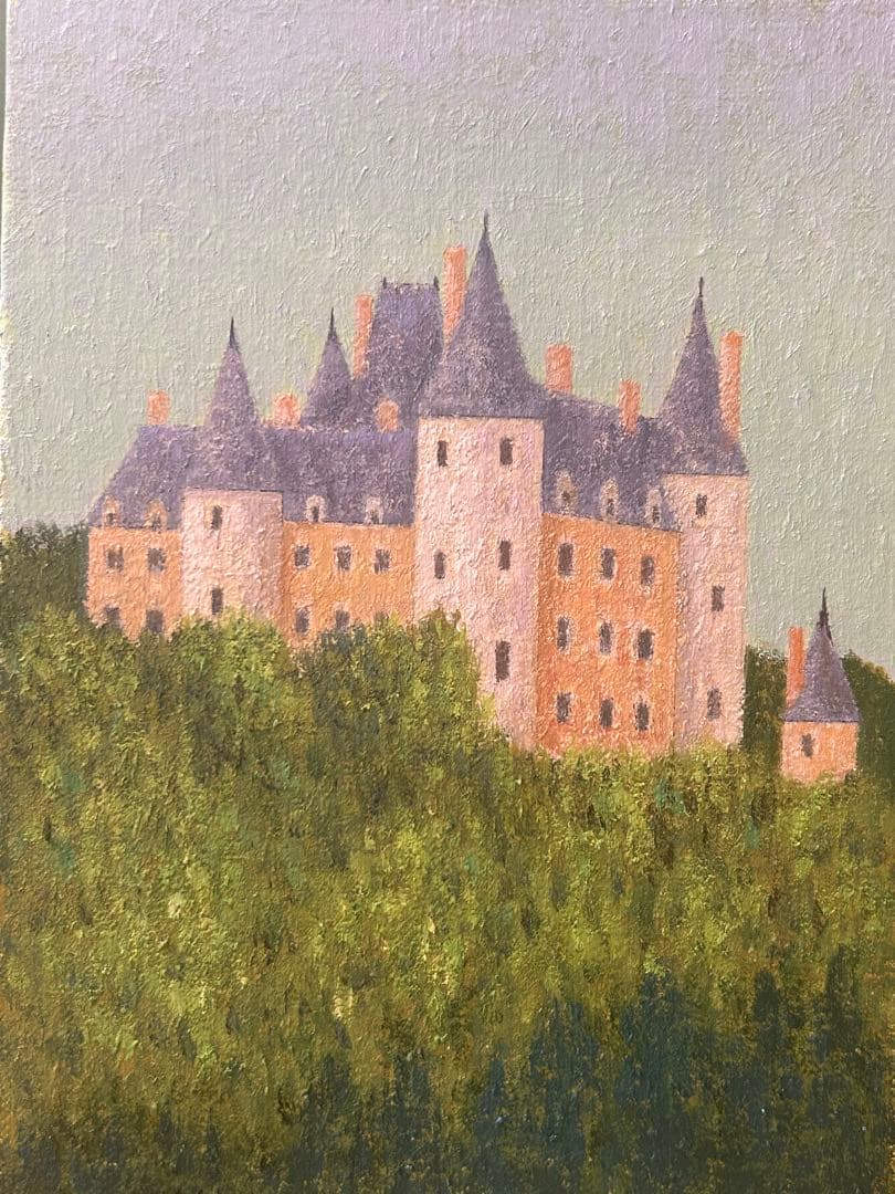 真作　勝呂隆光　油彩画 城　T. Kiyoshi