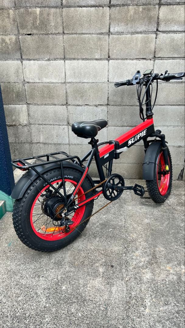 y*u様 suipie電動アシスト自転車 太タイヤ レッド/ブラック