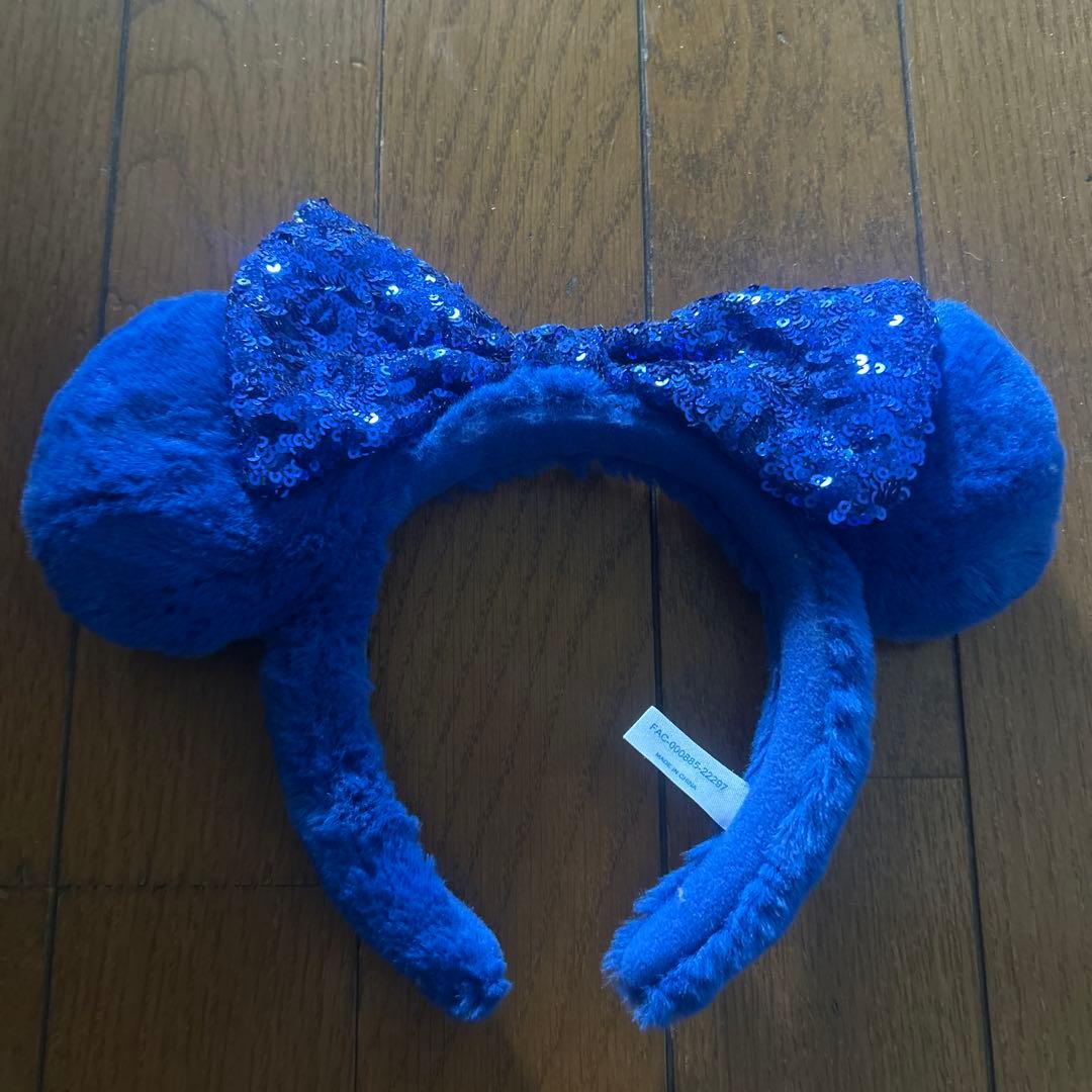 ミッキー型カチューシャ 青 スパンコール