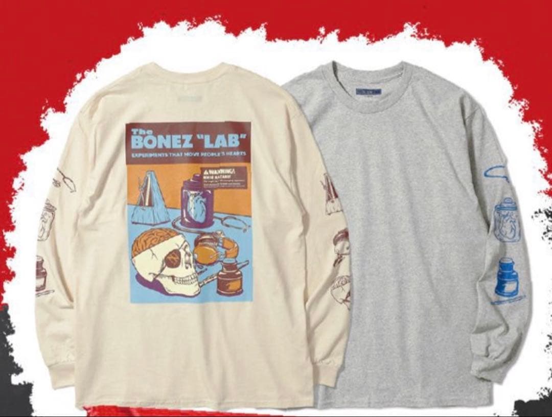 新品!! The BONEZ ロングTシャツ グレー Lサイズ ロンT LAB