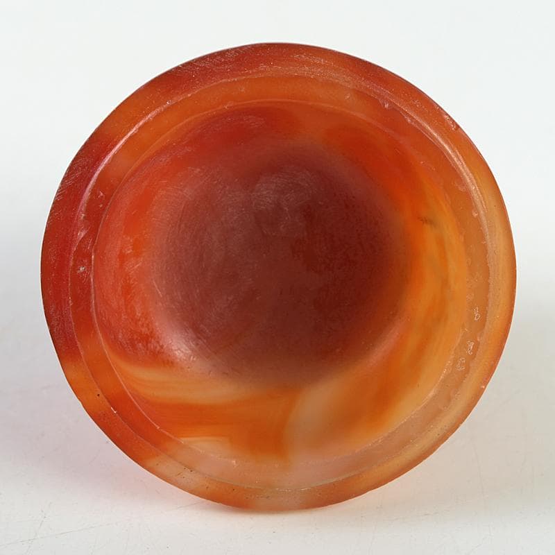 中国　赤瑪瑙彫刻　雙耳活環　獅子鈕蓋爐　香炉　D　R9079