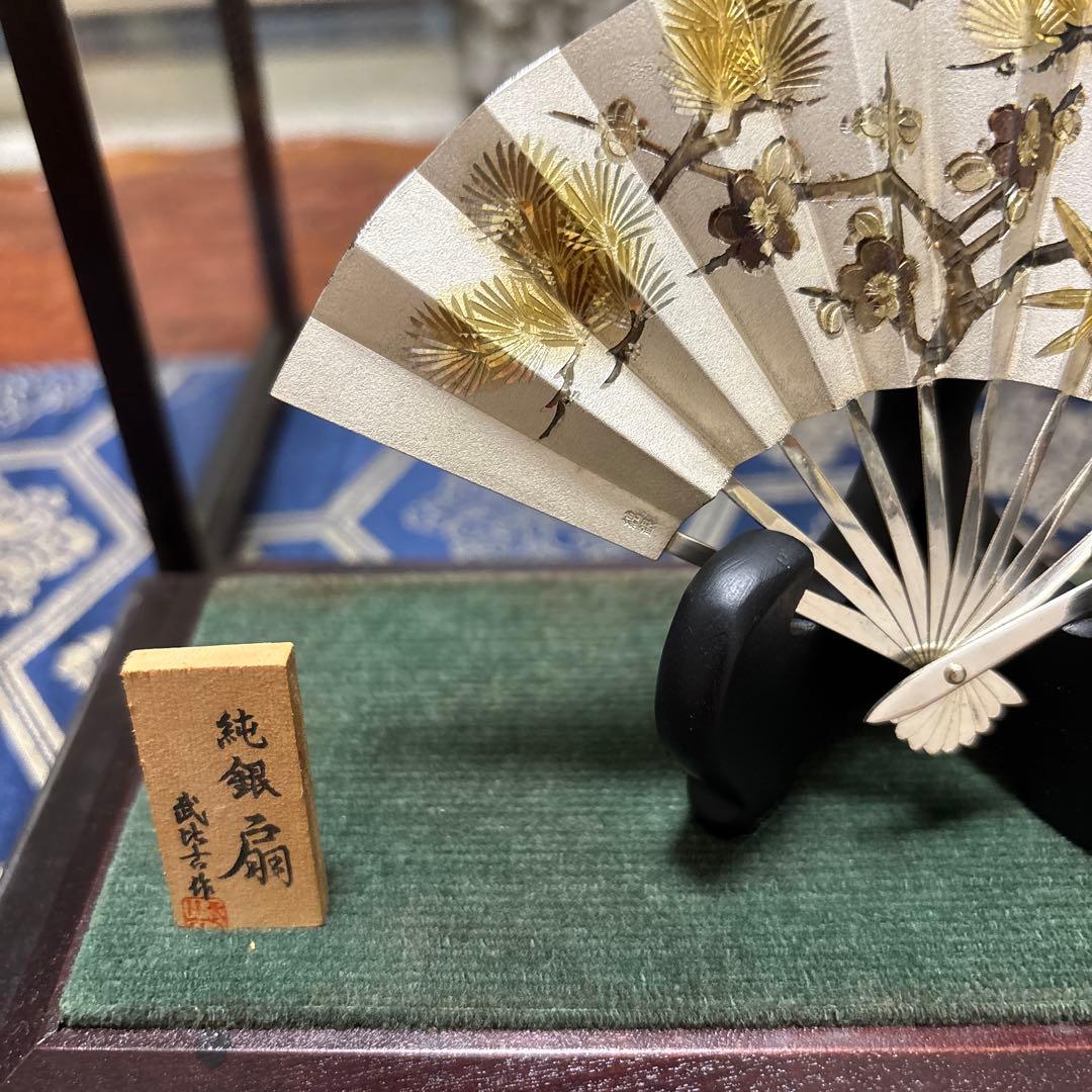 G*G様 純銀金色装飾の扇子 置物