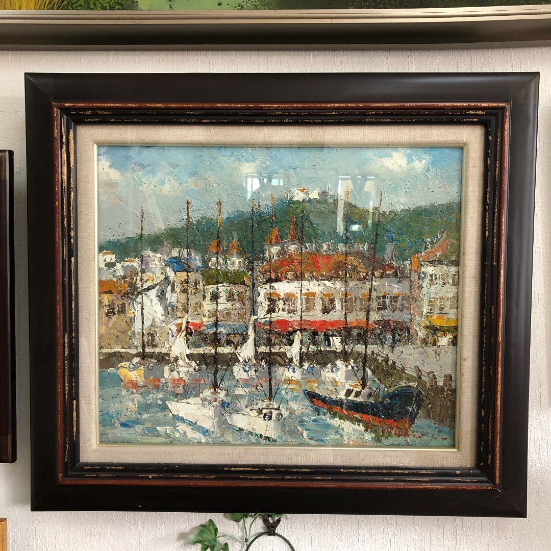 油絵　F8号　渡部ひでき　スキアリス島 額縁付き　取り付け金具付き