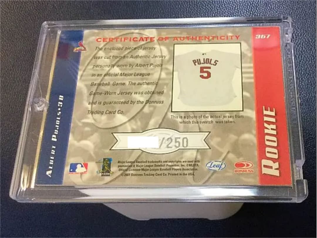 超限定！アルバート・プホルス 2001高級版ルーキーカード ㊗️703号！