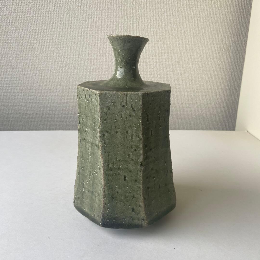 田畑博民　灰釉　壷　きく窯　共箱共布