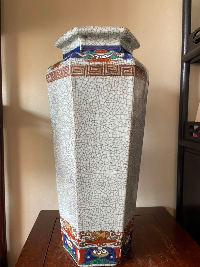 江戸伊万里花瓶 中国明代哥窯花瓶 古董品 唐物 古美術 八角花瓶