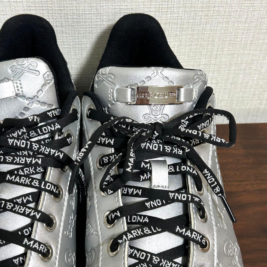 美品 ゴルフシューズ マークアンドロナ MARK&RONA シルバー スカル